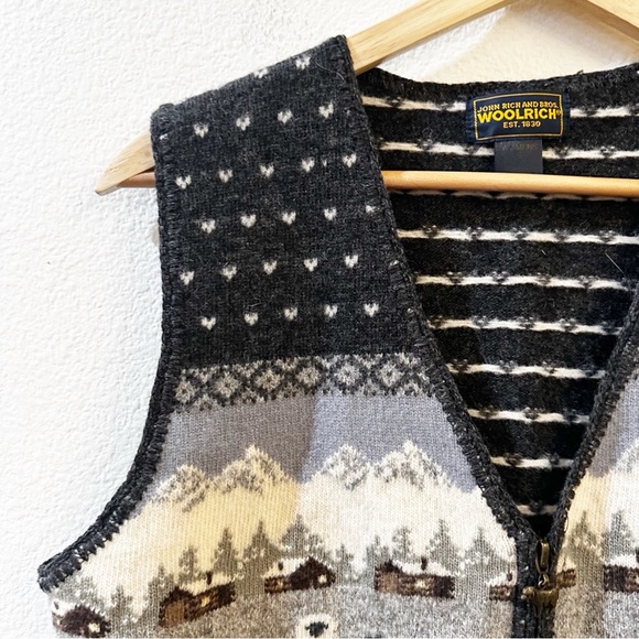 Woolrich Vintage Womens Onxy Heather Lambswool Sheep Farm Mountain Zipper Vest S - Picture 3 of 10